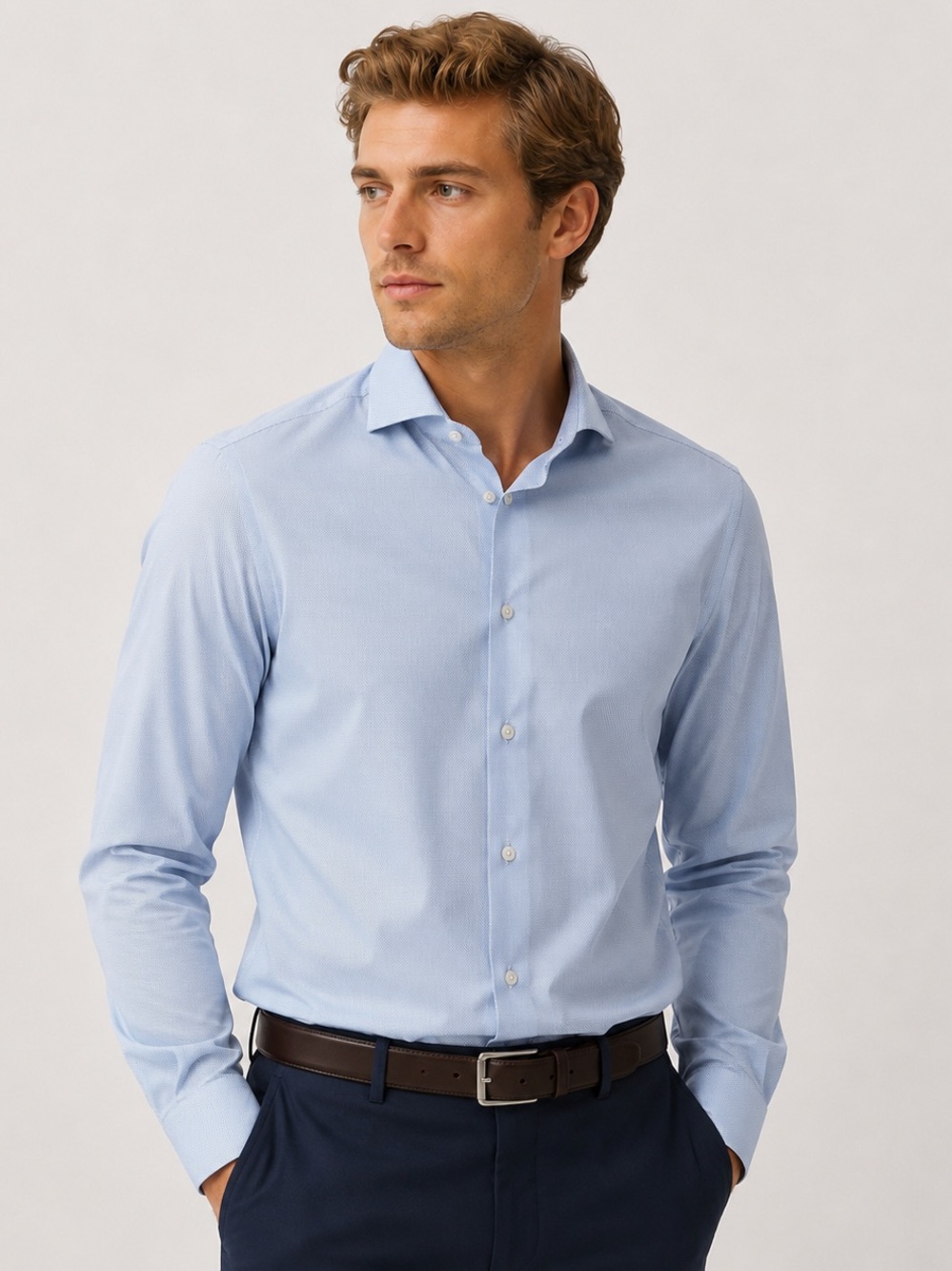Porter and Ash Blue White Check Spirt Dress Shirt M NWOT